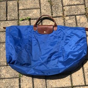 Navy Longchamp Le Pliage weekender tote